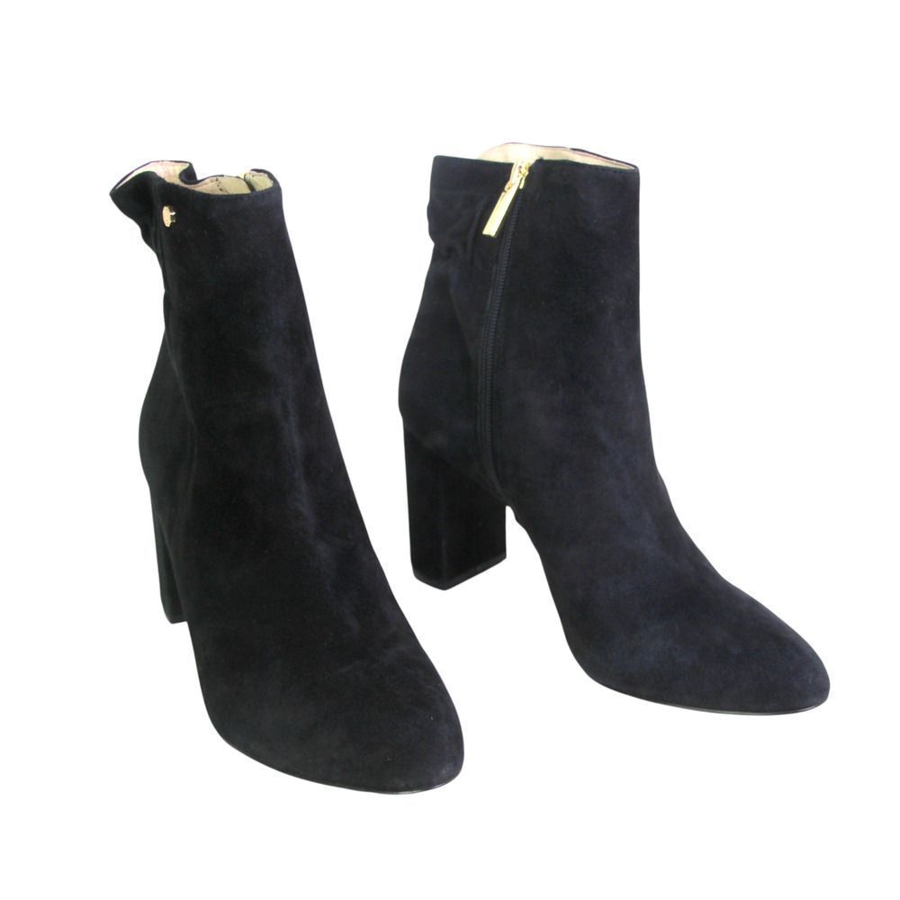 Louise et Cie BLACK REAL LEATHER SUEDE HIGH HEEL POINTED ZIP ANKLE BOOTS Sz 10M - Picture 2 of 15